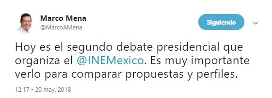 Debate presidencial permitirá comparar propuestas: Marco Mena